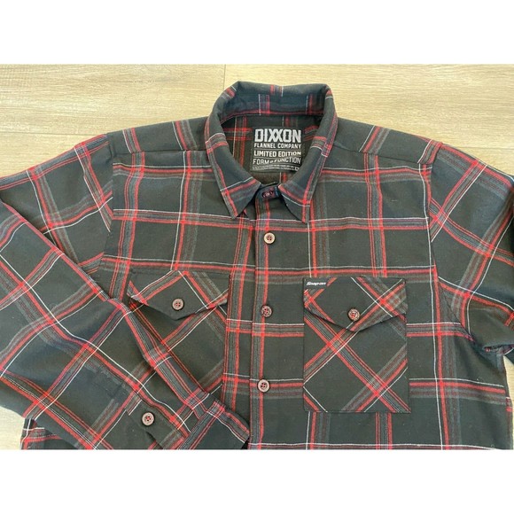 Dixxon Snap-On Tools Mens M Black Red Plaid Button Up Limited Edition Flannel - Picture 2 of 10